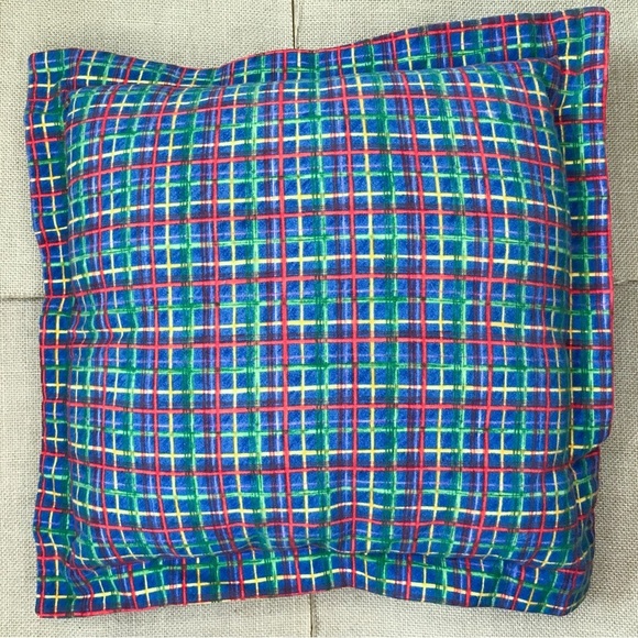 Dr Seuss One Fish Two Fish Plaid Trim Throw Pillow Handmade Kidcore Whimsical - Picture 2 of 3